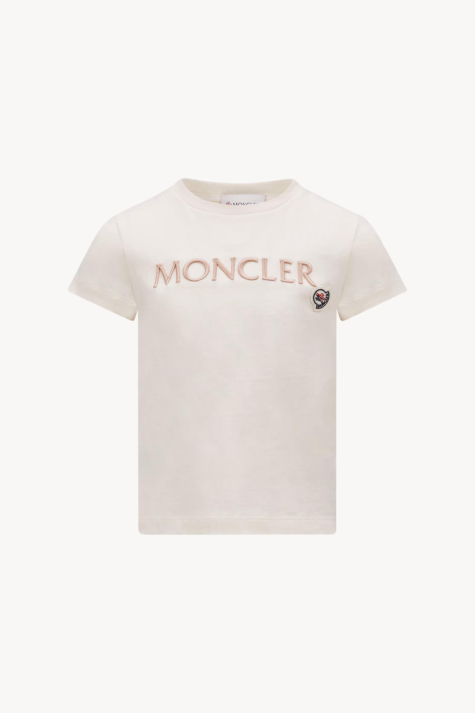 T-shirt en coton à logo brodé Fille Blanc Moncler 0